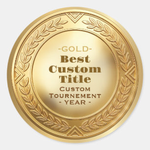 Sticker Rond Médaille personnalisée 3D réaliste en feuille d'or