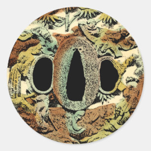 Sticker Rond Médaillon asiatique doré par Vision Studio