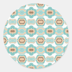 Sticker Rond Médaillon bleu/tan/marron coloré