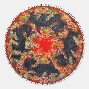 Sticker Rond Médaillon Celtic Scottish Terrier