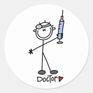 Sticker Rond Médecin Bonhomme Allumette