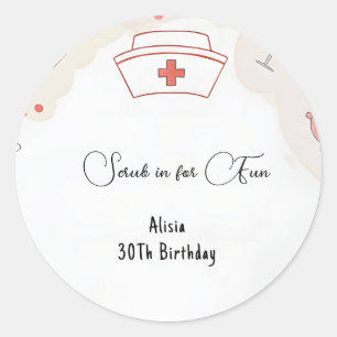 Sticker Rond Médecin Coeur Infirmière inscrite Rn 30e anniversa