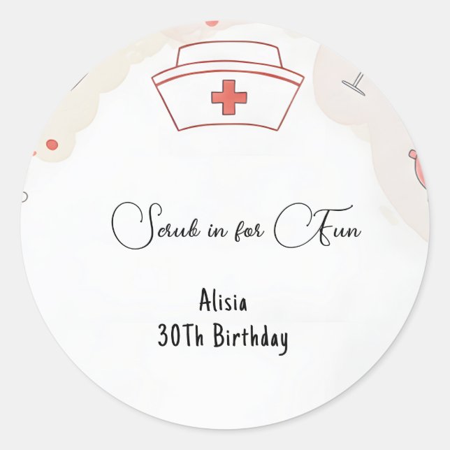 Sticker Rond Médecin Coeur Infirmière inscrite Rn 30e anniversa (Devant)