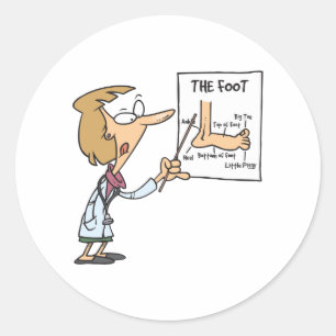 Sticker Rond Médecin drôle enseignant l'anatomie du pied
