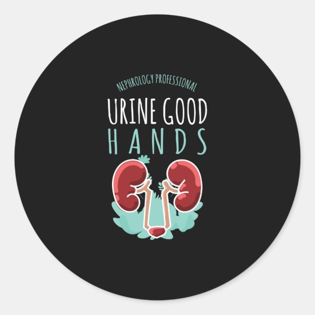 Sticker Rond Médecin du rein Urologie Cadeau Urine Bonnes mains (Devant)