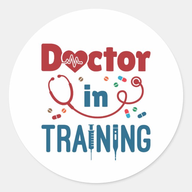 Sticker Rond Médecin en formation futur médecin (Devant)