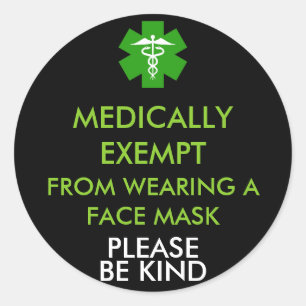 Sticker Rond Médecin Exempté Des Masques Visuels