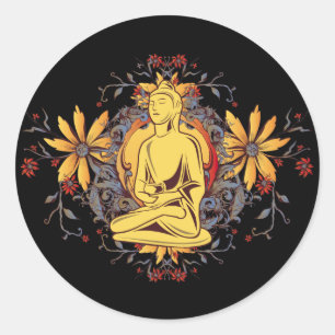 Sticker Rond Médecine Bouddha dans la méditation