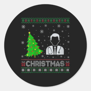 Sticker Rond Médecine des femmes Noël Arbre éclairage laide Noë
