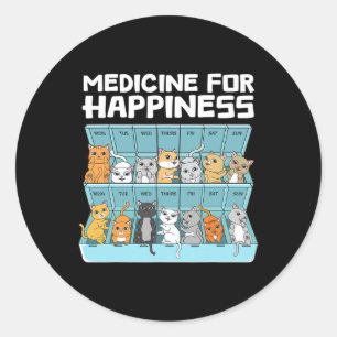 Sticker Rond Médecine Du Bonheur Chats Cadeau Pour Hommes Femme