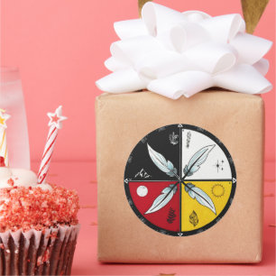 Sticker Rond Médecine Roue Mandala ronde autochtone