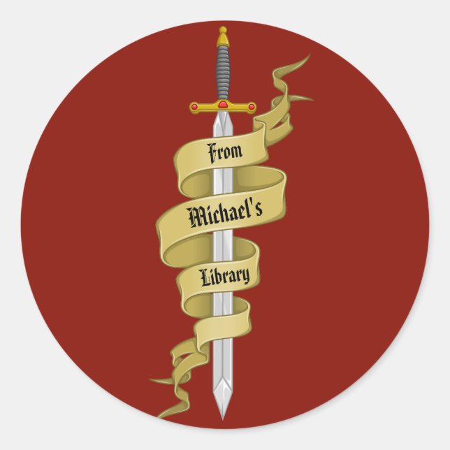 Sticker Rond Medeival Gold Sword from the Library of (Devant)