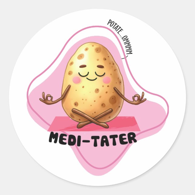 Sticker Rond Médi-Tater, Pun de pommes de terre | (Devant)