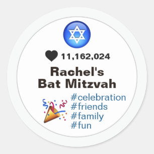 Sticker Rond Médias sociaux Bat mitzvah Emoji ou Bar Mitzvah