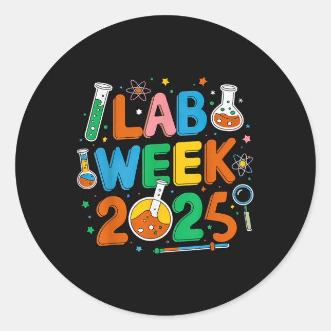 Sticker Rond Médicale Lab Scientist Retro Lab Week 2025 Phlebot (Devant)