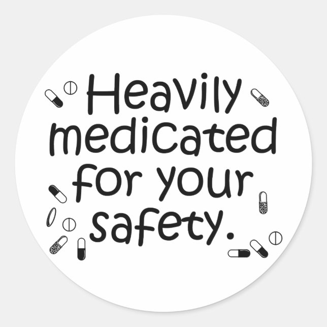 Sticker Rond Médicaments lourds pour votre protection (Devant)