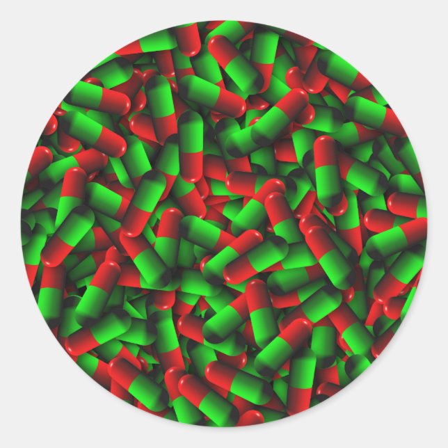 Sticker Rond médicaments pour pilules rouges (Devant)