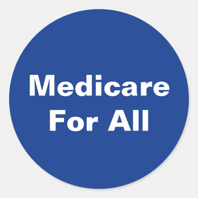 Sticker Rond Medicare For All Healthcare Blue and White (Devant)