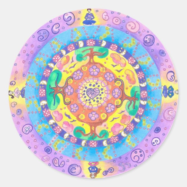 Sticker Rond Medilludesign - Méditation Mandala (Devant)