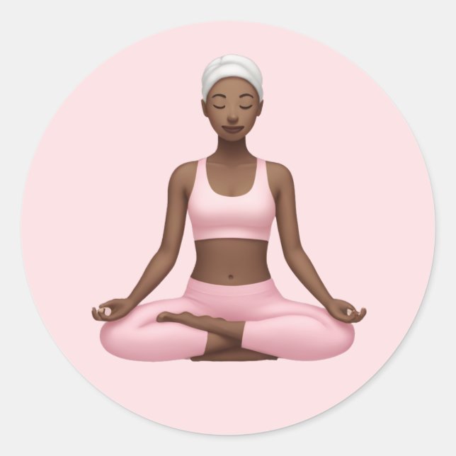 Sticker Rond Meditating Woman Emoji – Peaceful Yoga Pose Art (Devant)