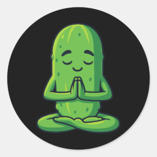 Sticker Rond Méditation de yoga au cornichon