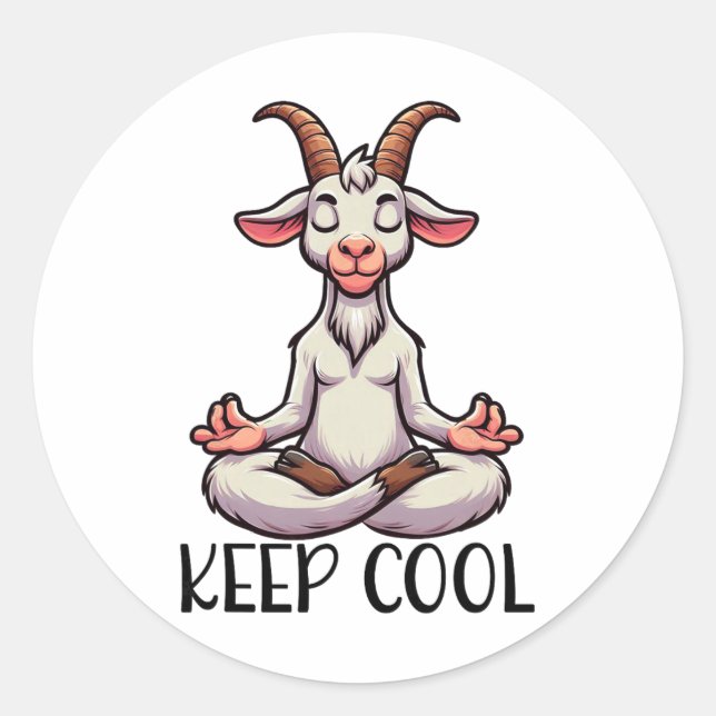 Sticker Rond Méditation de yoga Chèvre Reste Cool  (Devant)