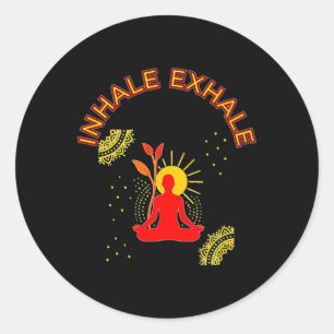 Sticker Rond Méditation d'inhalation exhalation Energie Art man