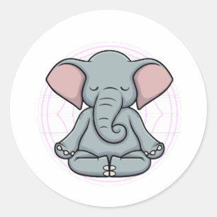 Sticker Rond Méditation éléphant Yoga Zen