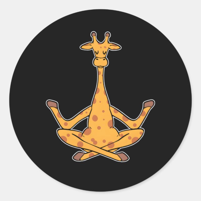 Sticker Rond Méditation Giraffe Instructeur de Yoga (Devant)