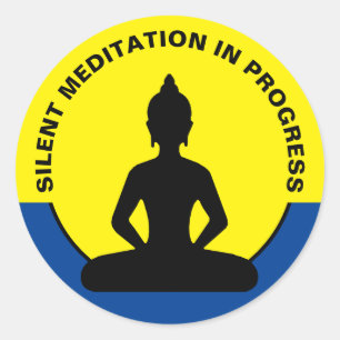 Sticker Rond Méditation SILENCIEUSE en cours & Bouddha Mindfuln