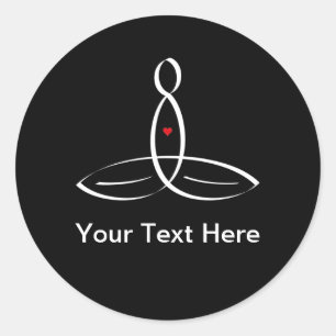 Sticker Rond Méditation stylisée avec texte personnalisable