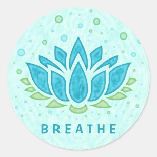 Sticker Rond Méditation Yoga Lotus Fleur Zen Modèle de texte
