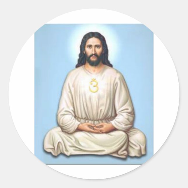 Sticker Rond Méditer Jésus avec Om (Devant)