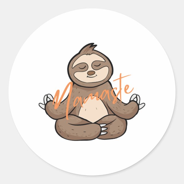 Sticker Rond Méditer la Sloth de Yoga - Namaste (Devant)