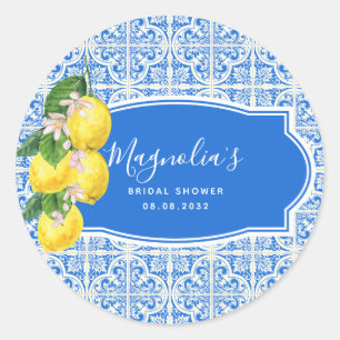 Sticker Rond Mediterranean Lemon Baby Shower Mariage