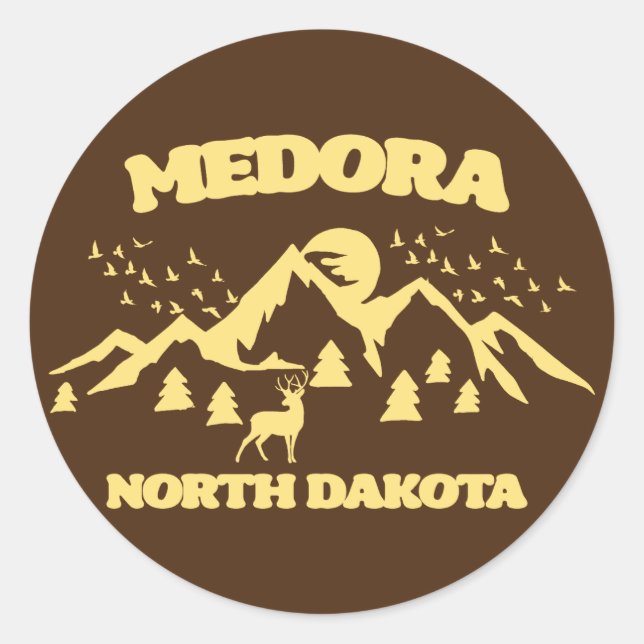 Sticker Rond Medora, Dakota du Nord (Devant)
