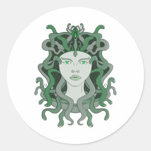 Sticker Rond Medusa Gorgo Snake Gorgin Monster Mythologie grecq