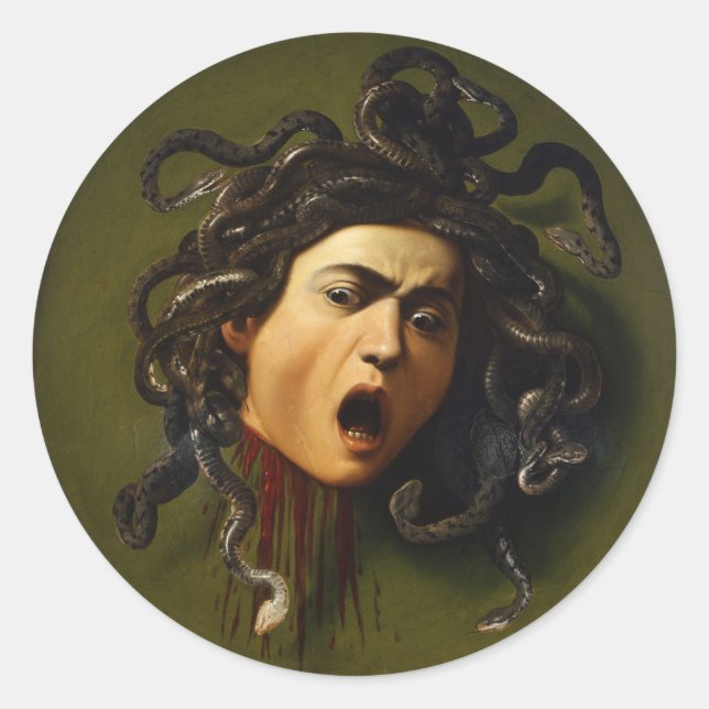 Sticker Rond Medusa tête Caravaggio peinture art mythologie can (Devant)