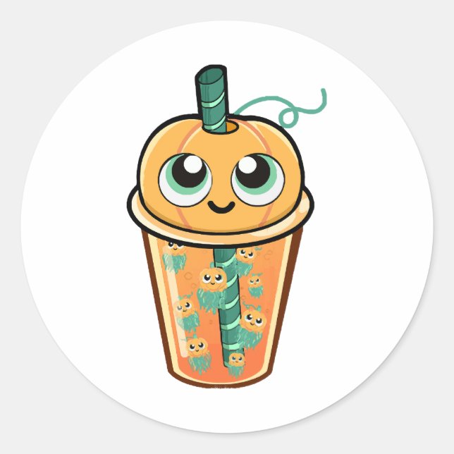 Sticker Rond Méduse de boba de citrouille (Devant)
