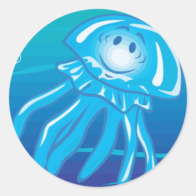 Sticker Rond méduse heureuse souriante (Devant)