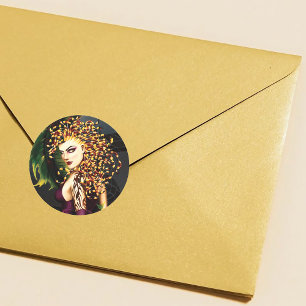 Sticker Rond Méduse mythique Mythologie grecque Serpent Gorgone