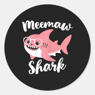Sticker Rond Meemaw Shark Fête des mères grand-mère drôle Mee-m