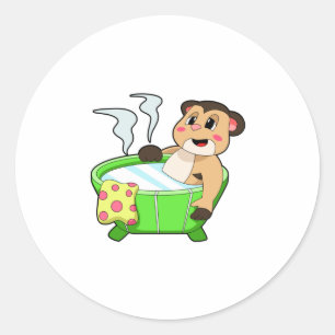 Sticker Rond Meerkat à la baignade dans la baignoire