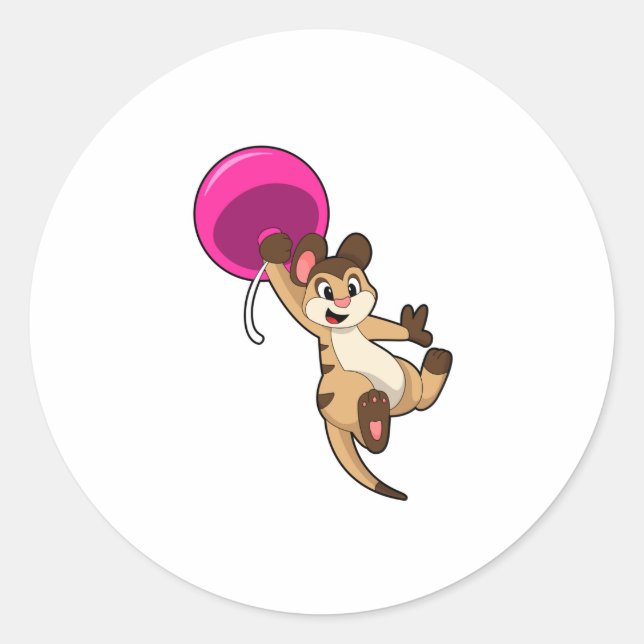 Sticker Rond Meerkat avec ballon (Devant)