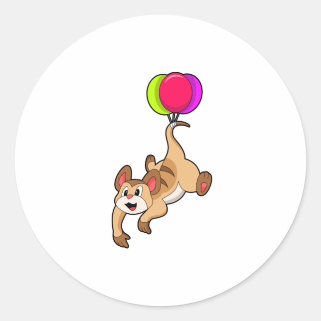 Sticker Rond Meerkat avec ballon (Devant)