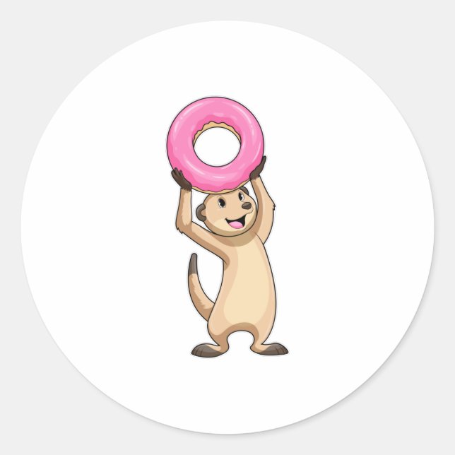 Sticker Rond Meerkat avec Donut (Devant)