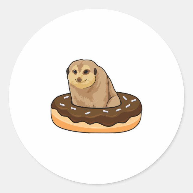 Sticker Rond Meerkat avec Donut (Devant)