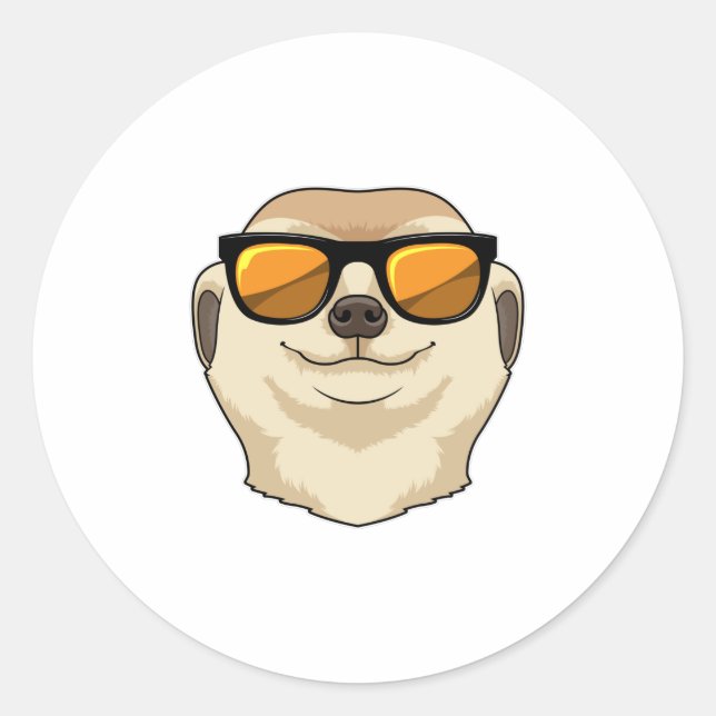 Sticker Rond Meerkat avec lunettes de soleil (Devant)