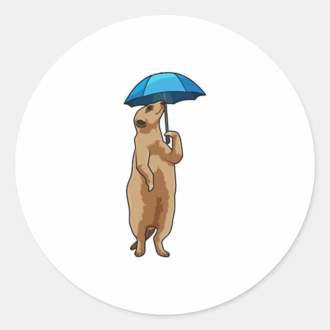 Sticker Rond Meerkat avec parapluie (Devant)