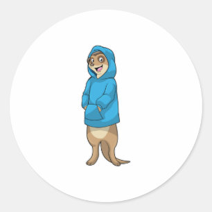 Sticker Rond Meerkat avec Sweat - shirt à capuche